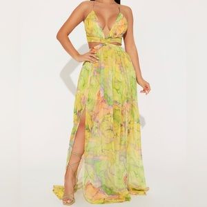 Tulum Vacation Maxi Dress - Lime